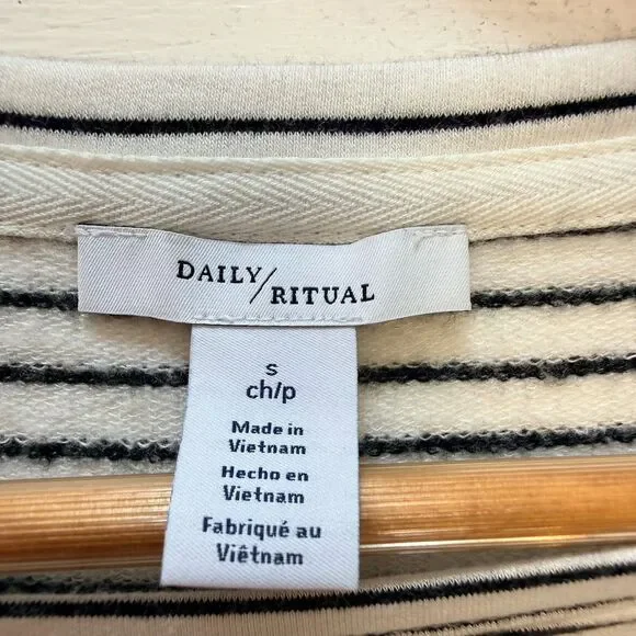 Daily Ritual Dress Women Size S Comfy Soft Stretch Tapered Wrist Striped - Picture 8 of 14